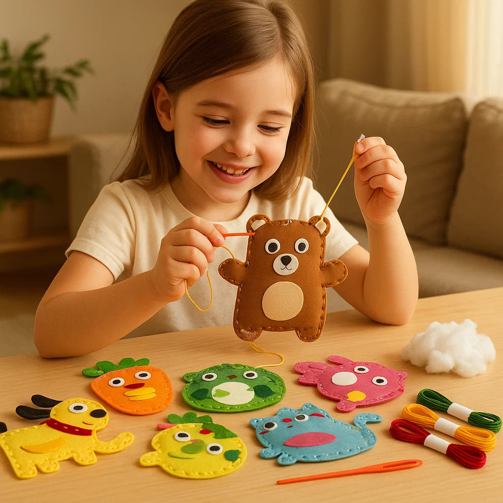 DIY-sømkit med filtdyr for barn ⎜ Morsomt håndverkssett for å utvikle hånd-øye-koordinasjon og kreative ferdigheter