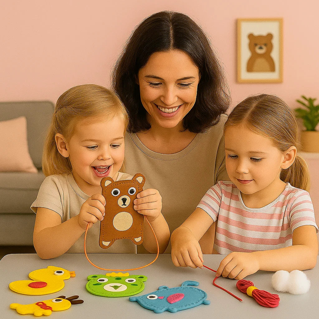 DIY-sømkit med filtdyr for barn ⎜ Morsomt håndverkssett for å utvikle hånd-øye-koordinasjon og kreative ferdigheter