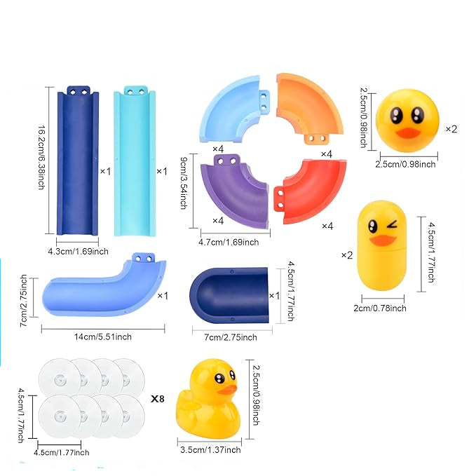 Vannsklie-badeleke for småbarn ⎜ DIY-bane med sugekopper og rullende ender for morsom lek i badekaret