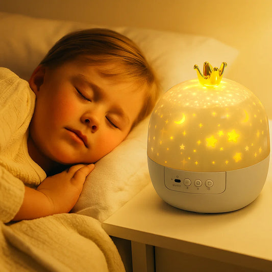 Stjernehimmelprojektor nattlampe ⎜ Roterende LED-lampe med musikk og scenebilder for en avslappende atmosfære