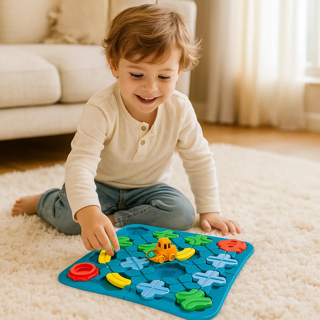 Labyrintpuslespill for barn ⎜ Lærerikt leketøy med baller og bil for logikk og problemløsning