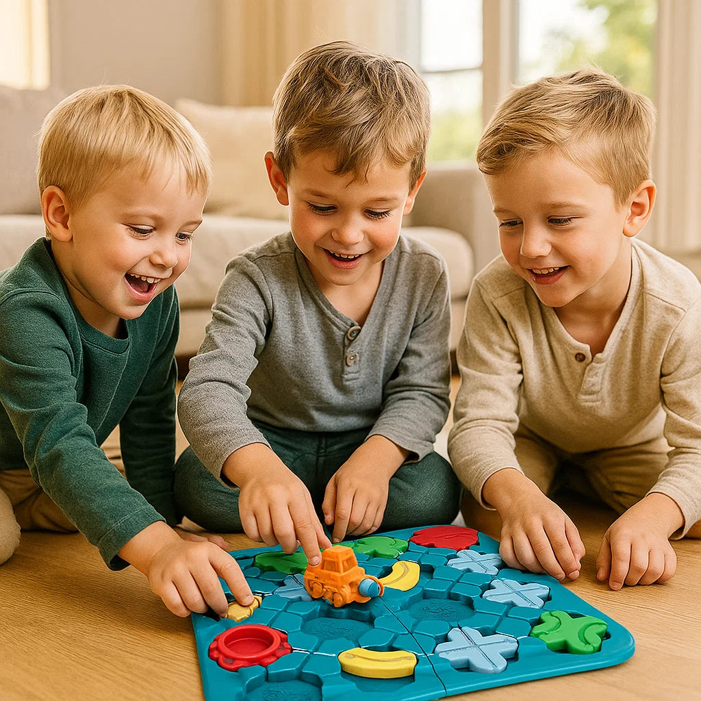Labyrintpuslespill for barn ⎜ Lærerikt leketøy med baller og bil for logikk og problemløsning
