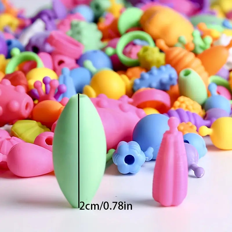 Pop-perlesett for barn ⎜ Fargerikt DIY-smykkesett for kreativ lek og utvikling av finmotorikk