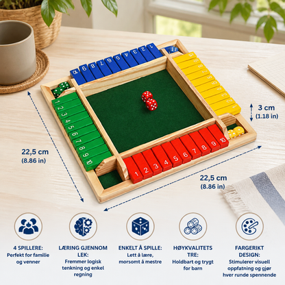 Shut the Box-familiespill – sett for fire spillere