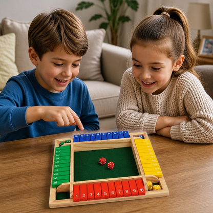 Shut the Box-familiespill – sett for fire spillere