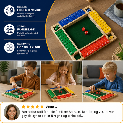 Shut the Box-familiespill – sett for fire spillere