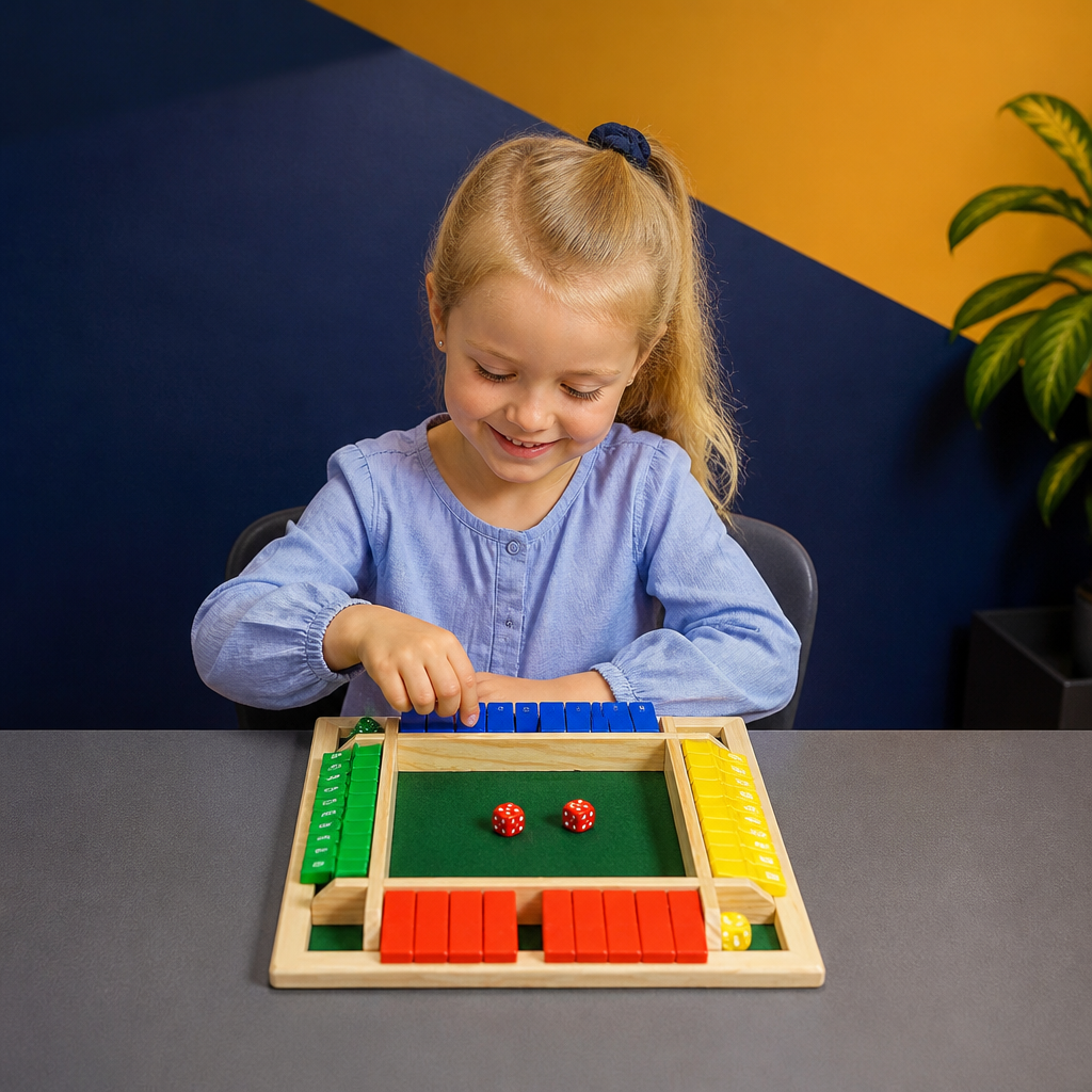 Shut the Box-familiespill – sett for fire spillere