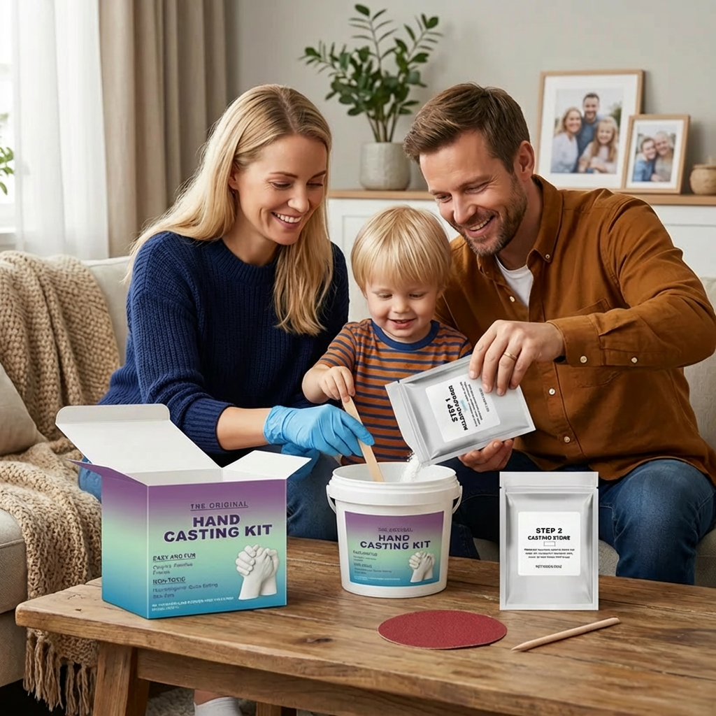 Håndavtrykkssett for familier og par – 3D gips minnesett