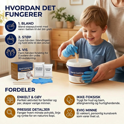 Håndavtrykkssett for familier og par – 3D gips minnesett
