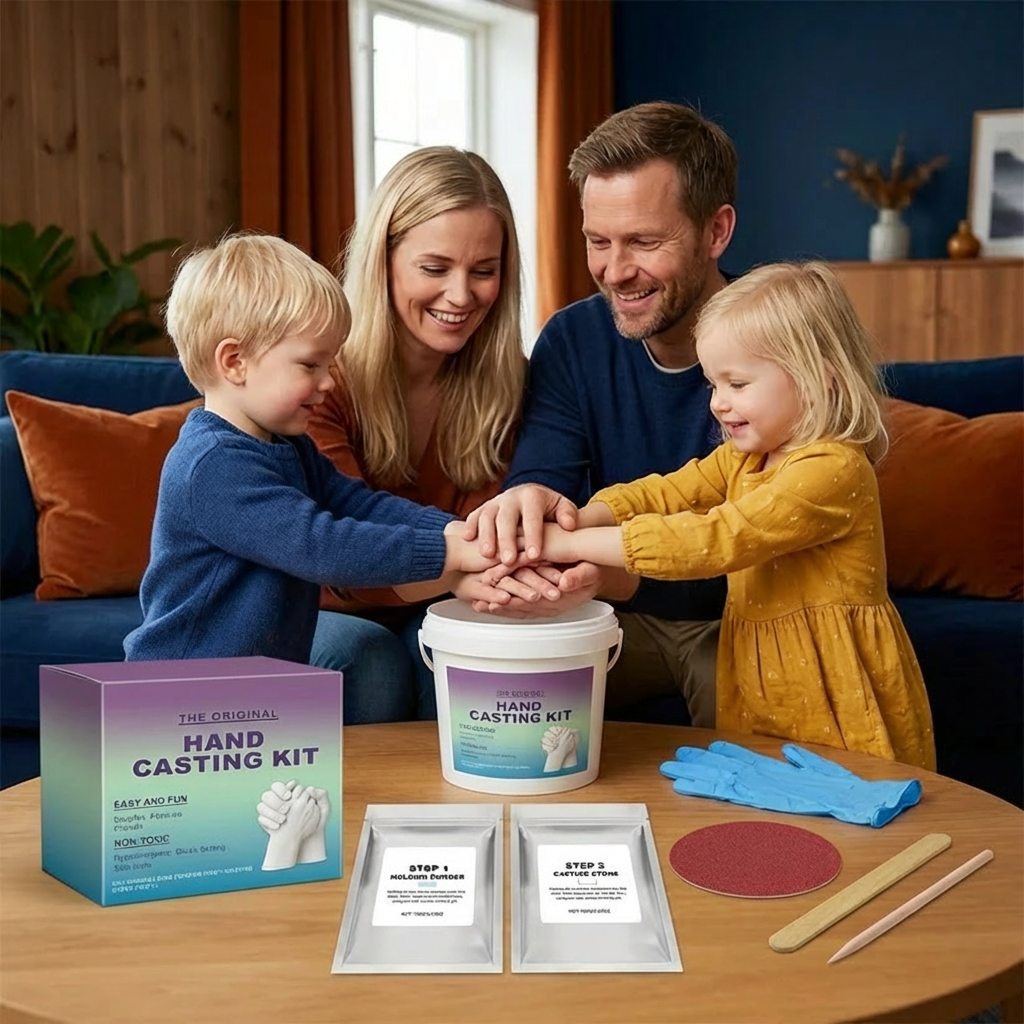 Håndavtrykkssett for familier og par – 3D gips minnesett