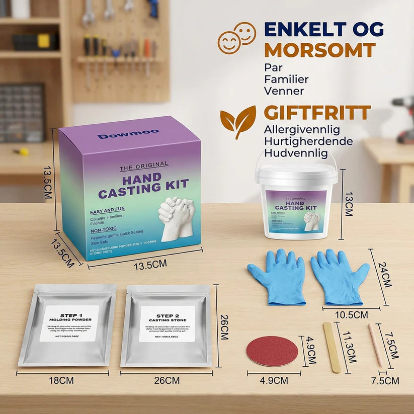Håndavtrykkssett for familier og par – 3D gips minnesett