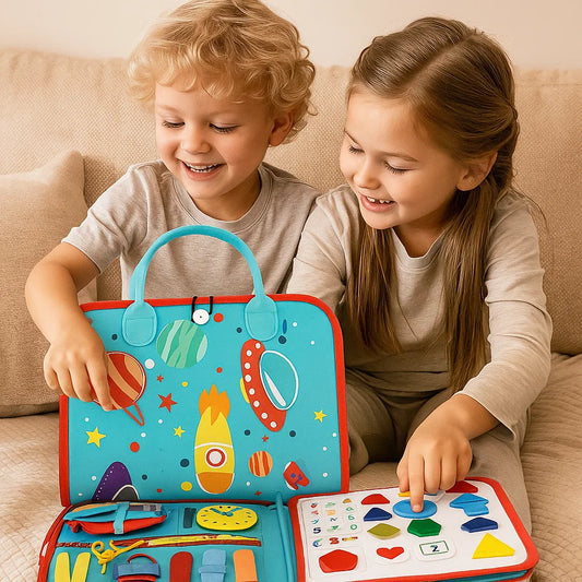 Montessori-aktivitetstavle for småbarn ⎜ Aktivitetsbok i filt for å lære tall, bokstaver og motoriske ferdigheter