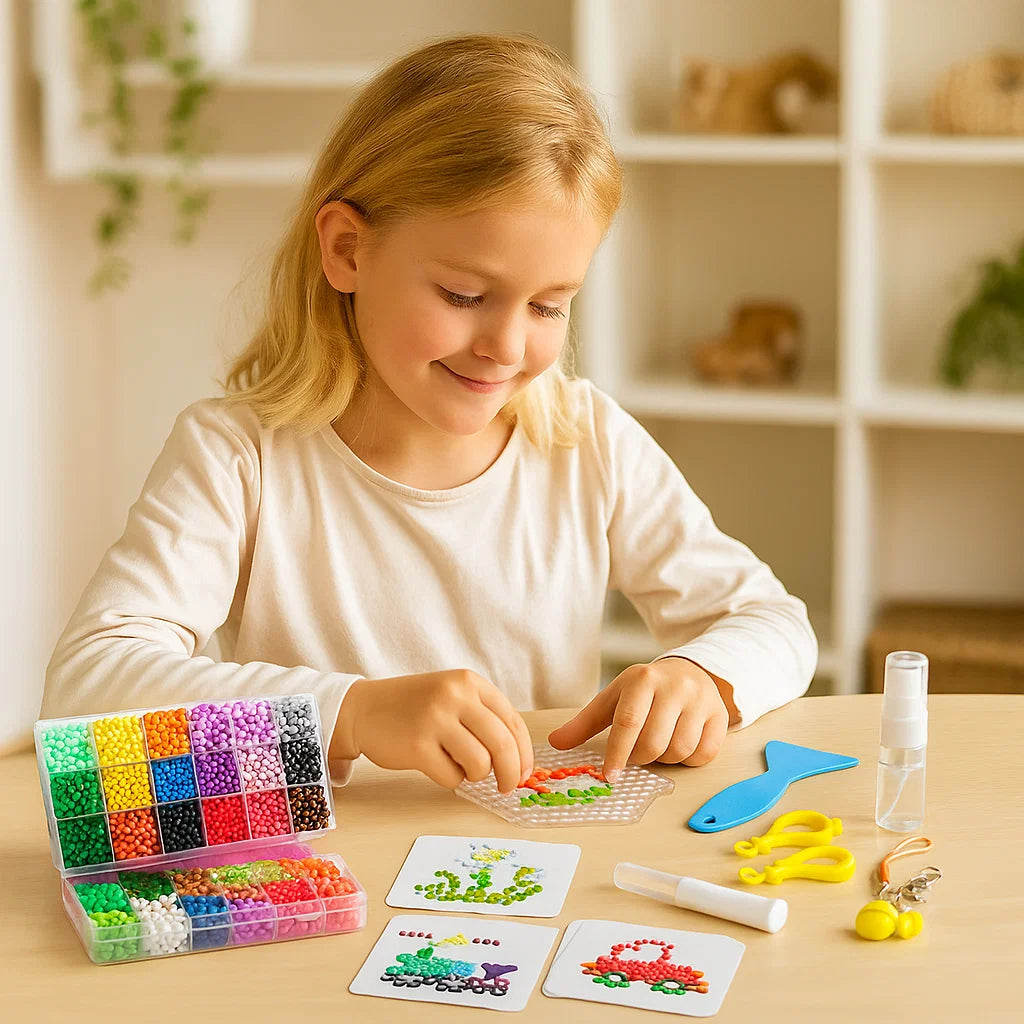 DIY vannperle-håndverkssett for barn ⎜ Kreativt pedagogisk leketøy for å bygge fargerike 3D-former og -design