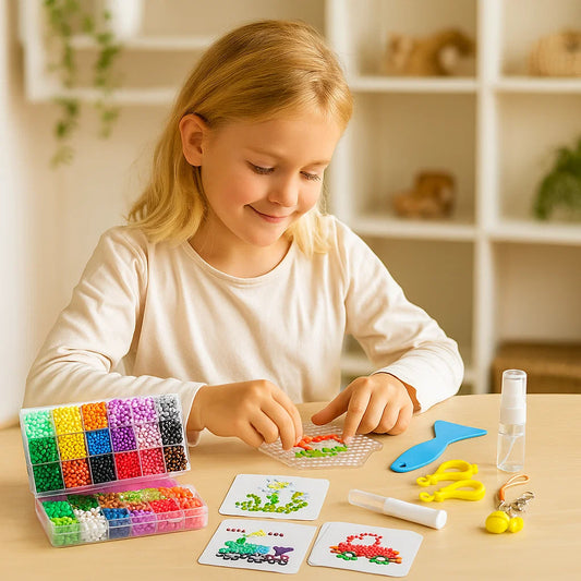 DIY vannperle-håndverkssett for barn ⎜ Kreativt pedagogisk leketøy for å bygge fargerike 3D-former og -design