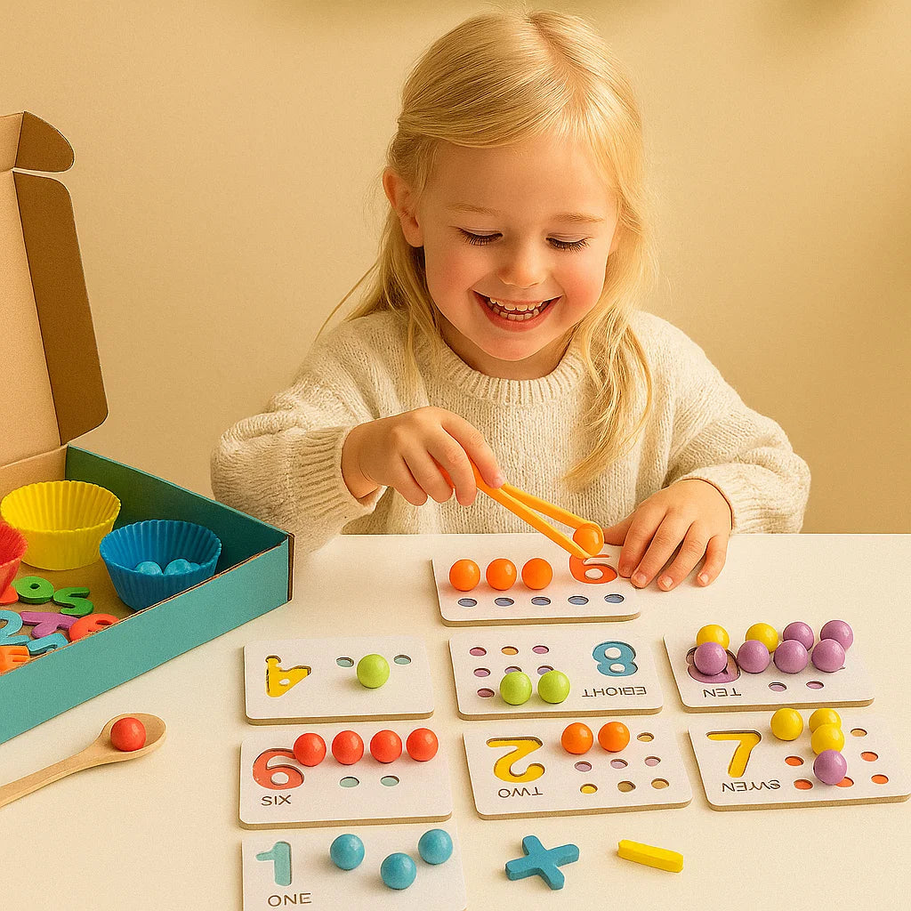Montessori matematikkpuslespill for barn ⎜ Lærerikt perlespill for tallgjenkjenning og telleferdigheter