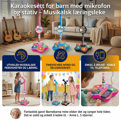 Karaokesett for barn med mikrofon og stativ – Musikalsk læringsleke