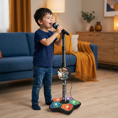 Karaokesett for barn med mikrofon og stativ – Musikalsk læringsleke