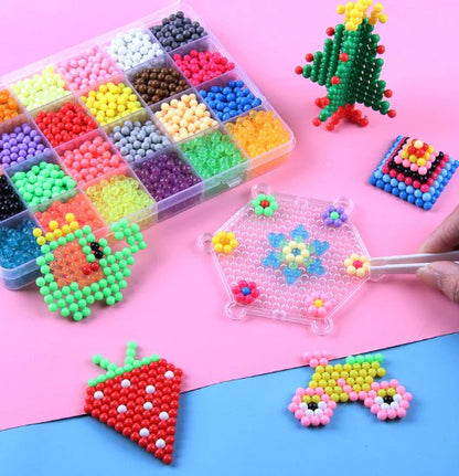 DIY vannperle-håndverkssett for barn ⎜ Kreativt pedagogisk leketøy for å bygge fargerike 3D-former og -design