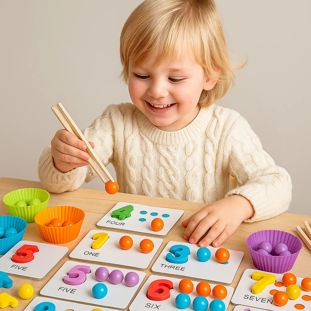 Montessori matematikkpuslespill for barn ⎜ Lærerikt perlespill for tallgjenkjenning og telleferdigheter